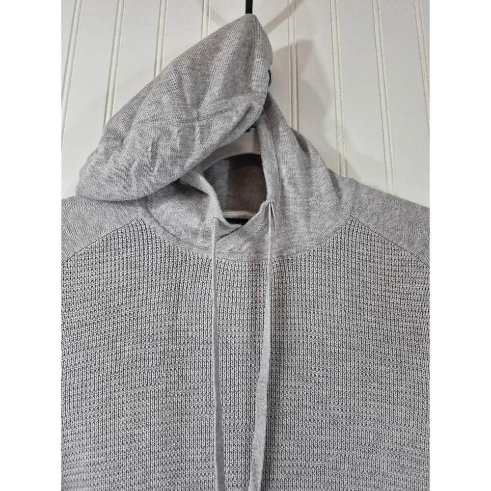 Banana Republic Mens 100% Supima Cotton Textured Knit Hoodie Heathered Gray L